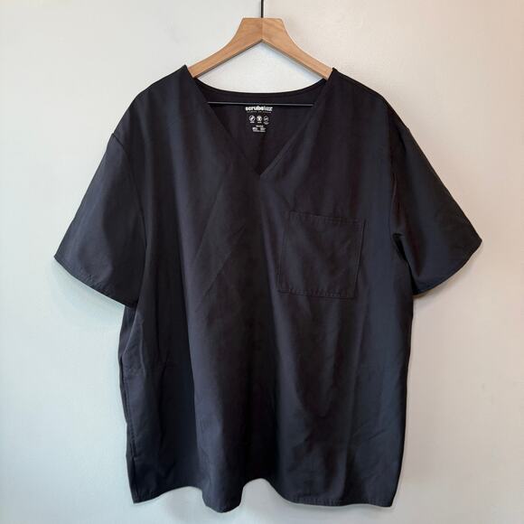 Scrubstar Men's V-neck Scrub Top with Pockets Black Size 2XL - Picture 1 of 6
